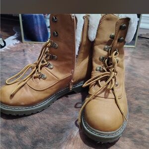 Tan Lace-Up Women's Boots